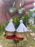 Hawaii/ Aretes de copal, Aretes Tradicionales Mexicanos, Aretes pintados a mano, Artesanía Mexicana