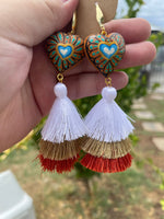 Hawaii/ Aretes de copal, Aretes Tradicionales Mexicanos, Aretes pintados a mano, Artesanía Mexicana