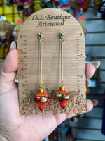 Aretes de copal, Aretes Tradicionales Mexicanos, Aretes pintados a mano, Artesanía Mexicana