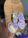 Aretes de corazon Bordados, aretes Tradicionales Mexicanos, Aretes bordados A mano, Artesanía Mexicana, Aretes San Antonino