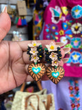 Mili/ Aretes de copal, Aretes Tradicionales Mexicanos, Aretes pintados a mano, Artesanía Mexicana