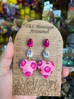 Aretes de copal, Aretes Tradicionales Mexicanos, Aretes pintados a mano, Artesanía Mexicana