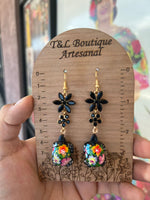 Tortuga multi/ Aretes de copal, Aretes Tradicionales Mexicanos, Aretes pintados a mano, Artesanía Mexicana