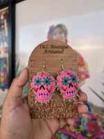 Ivy/Aretes Bordados, aretes de calavera, Dia de muertos, aretes Tradicionales Mexicanos, Aretes bordados A mano, Artesanía Mexicana