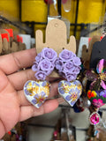 Lorena/ Aretes de copal, Aretes Tradicionales Mexicanos, Aretes pintados a mano, Artesanía Mexicana