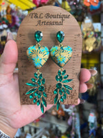 Aretes de copal, Aretes Tradicionales Mexicanos, Aretes pintados a mano, Artesanía Mexicana