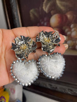 Aretes de corazon Bordados, aretes Tradicionales Mexicanos, Aretes bordados A mano, Artesanía Mexicana, Aretes San Antonino