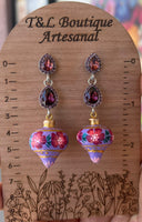 Lila (trompo)/ Aretes de copal, Aretes Tradicionales Mexicanos, Aretes pintados a mano, Artesanía Mexicana