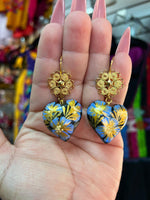 Rayito de luz/ Aretes de copal, Aretes Tradicionales Mexicanos, Aretes pintados a mano, Artesanía Mexicana