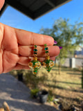 Esmeralda/ Aretes de copal, Aretes Tradicionales Mexicanos, Aretes pintados a mano, Artesanía Mexicana