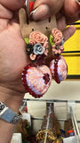 Aretes de corazon Bordados, aretes Tradicionales Mexicanos, Aretes bordados A mano, Artesanía Mexicana, Aretes San Antonino