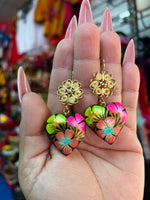 Verano multi#/ Aretes de copal, Aretes Tradicionales Mexicanos, Aretes pintados a mano, Artesanía Mexicana