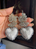 Aretes de corazon Bordados, aretes Tradicionales Mexicanos, Aretes bordados A mano, Artesanía Mexicana, Aretes San Antonino