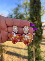 Princesa/ Aretes de copal, Aretes Tradicionales Mexicanos, Aretes pintados a mano, Artesanía Mexicana