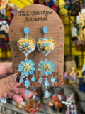 Aretes de copal, Aretes Tradicionales Mexicanos, Aretes pintados a mano, Artesanía Mexicana