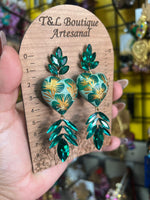 Aretes de copal, Aretes Tradicionales Mexicanos, Aretes pintados a mano, Artesanía Mexicana