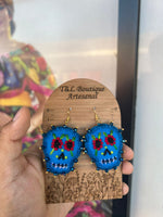 Juliet/Aretes Bordados, aretes de calavera, Dia de muertos, aretes Tradicionales Mexicanos, Aretes bordados A mano, Artesanía Mexicana