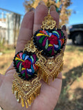 Aretes de corazon Bordados, aretes Tradicionales Mexicanos, Aretes bordados A mano, Artesanía Mexicana, Aretes San Antonino