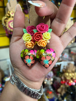 Summer/ Aretes de copal, Aretes Tradicionales Mexicanos, Aretes pintados a mano, Artesanía Mexicana