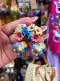 Diana / Aretes de copal, Aretes Tradicionales Mexicanos, Aretes pintados a mano, Artesanía Mexicana