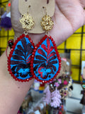 Aretes de gota Bordados, aretes Tradicionales Mexicanos, Aretes bordados A mano, Artesanía Mexicana, Aretes San Antonino