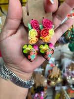 Summer/ Aretes de copal, Aretes Tradicionales Mexicanos, Aretes pintados a mano, Artesanía Mexicana