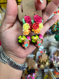 Summer/ Aretes de copal, Aretes Tradicionales Mexicanos, Aretes pintados a mano, Artesanía Mexicana