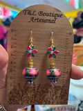 Aretes de copal, Aretes Tradicionales Mexicanos, Aretes pintados a mano, Artesanía Mexicana