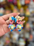 Diana / Aretes de copal, Aretes Tradicionales Mexicanos, Aretes pintados a mano, Artesanía Mexicana