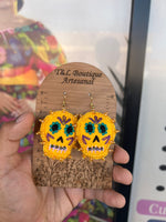 Remember me/Aretes Bordados, aretes de calavera, Dia de muertos, aretes Tradicionales Mexicanos, Aretes bordados A mano, Artesanía Mexicana