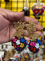 Aretes de corazon Bordados, aretes Tradicionales Mexicanos, Aretes bordados A mano, Artesanía Mexicana, Aretes San Antonino