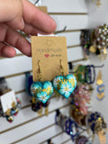 Turquoise/ Aretes de copal, Aretes Tradicionales Mexicanos, Aretes pintados a mano, Artesanía Mexicana