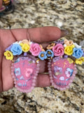 Cristina/ Aretes Bordados, aretes de calavera, Dia de muertos, aretes Tradicionales Mexicanos, Aretes bordados A mano, Artesanía Mexicana