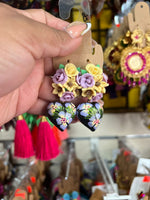 Liz/ Aretes de copal, Aretes Tradicionales Mexicanos, Aretes pintados a mano, Artesanía Mexicana