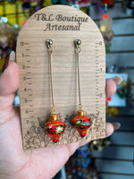 Aretes de copal, Aretes Tradicionales Mexicanos, Aretes pintados a mano, Artesanía Mexicana