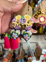 Liz/ Aretes de copal, Aretes Tradicionales Mexicanos, Aretes pintados a mano, Artesanía Mexicana