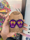 Emily/Aretes Bordados, aretes de calavera, Dia de muertos, aretes Tradicionales Mexicanos, Aretes bordados A mano, Artesanía Mexicana