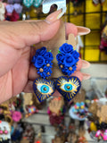 Aurora/ Aretes de copal, Aretes Tradicionales Mexicanos, Aretes pintados a mano, Artesanía Mexicana