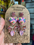 Aretes de copal, Aretes Tradicionales Mexicanos, Aretes pintados a mano, Artesanía Mexicana