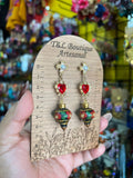 Aretes de copal, Aretes Tradicionales Mexicanos, Aretes pintados a mano, Artesanía Mexicana