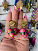 Summer/ Aretes de copal, Aretes Tradicionales Mexicanos, Aretes pintados a mano, Artesanía Mexicana