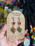 Aretes de copal, Aretes Tradicionales Mexicanos, Aretes pintados a mano, Artesanía Mexicana