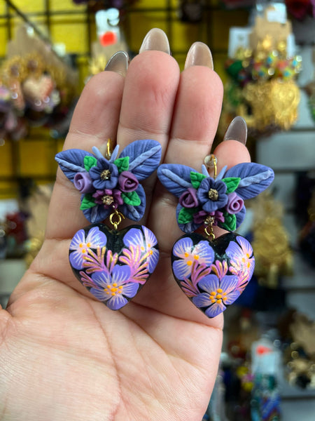 Aretes de copal, Aretes Tradicionales Mexicanos, Aretes pintados a mano, Artesanía Mexicana