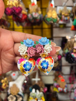 Carolina/ Aretes de copal, Aretes Tradicionales Mexicanos, Aretes pintados a mano, Artesanía Mexicana