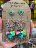 Danna/ Aretes de copal, Aretes Tradicionales Mexicanos, Aretes pintados a mano, Artesanía Mexicana