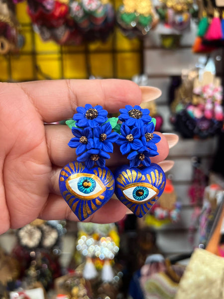 Aurora/ Aretes de copal, Aretes Tradicionales Mexicanos, Aretes pintados a mano, Artesanía Mexicana