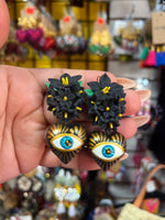 Maura/ Aretes de copal, Aretes Tradicionales Mexicanos, Aretes pintados a mano, Artesanía Mexicana