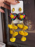 Aretes de corazon Bordados, aretes Tradicionales Mexicanos, Aretes bordados A mano, Artesanía Mexicana, Aretes San Antonino