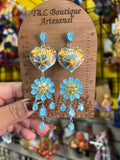 Aretes de copal, Aretes Tradicionales Mexicanos, Aretes pintados a mano, Artesanía Mexicana