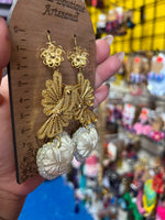 Aretes de corazon Bordados, aretes Tradicionales Mexicanos, Aretes bordados A mano, Artesanía Mexicana, Aretes San Antonino